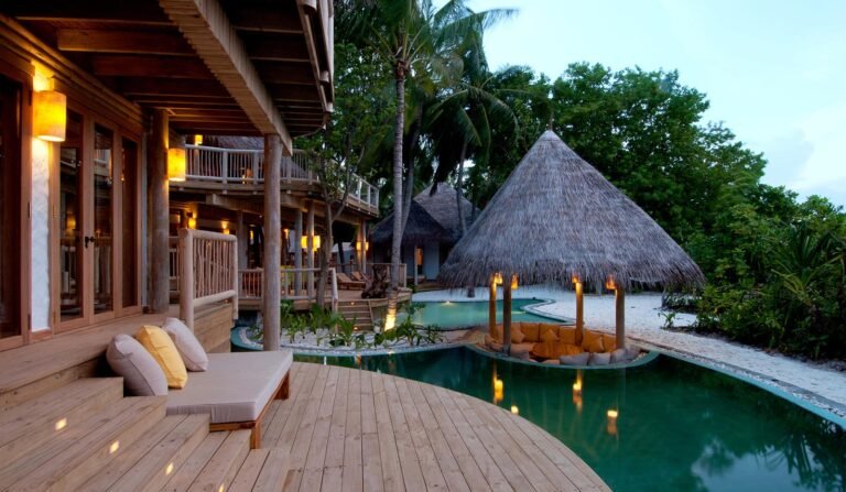 Private pool and terrace at Jungle Reserve villa, Soneva Fushi
