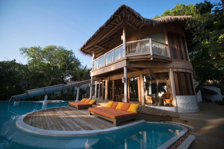 Private pool at Villa 15 four-bedroom family villa, Soneva Fushi