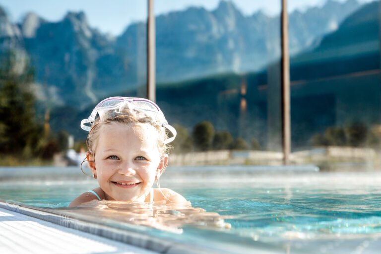 Indoor swimming pool connecting to the heated outdoor pool