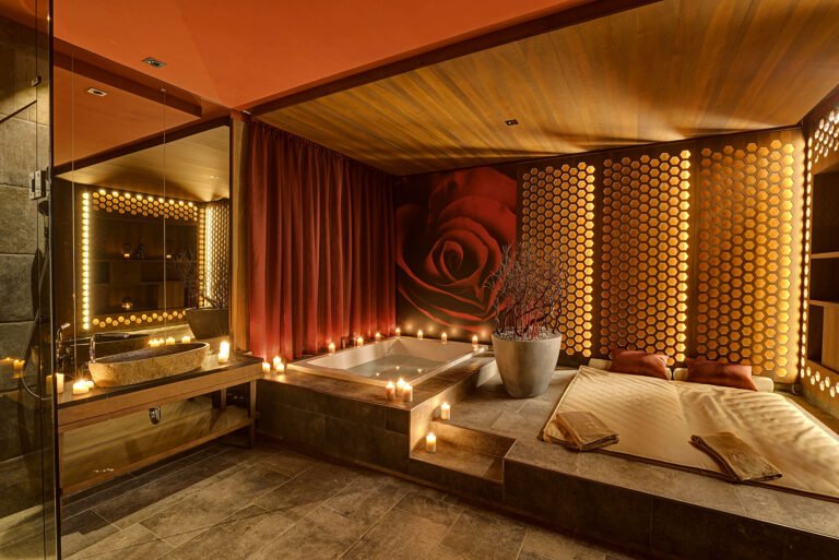 A private spa suite with whirlpool and steam room