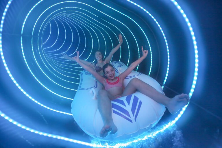 The 100-metre indoor tyre waterslide