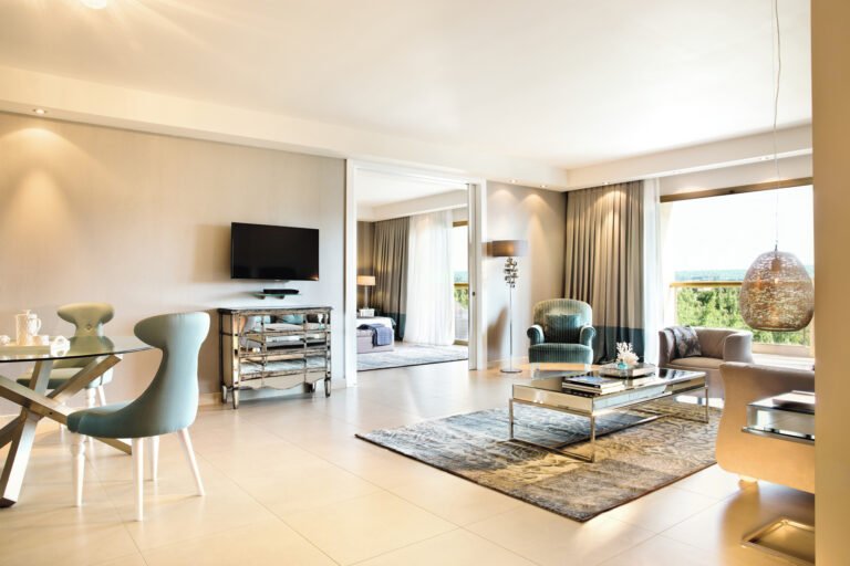 Sani Beach Resort family suite living room and balcony, Greece