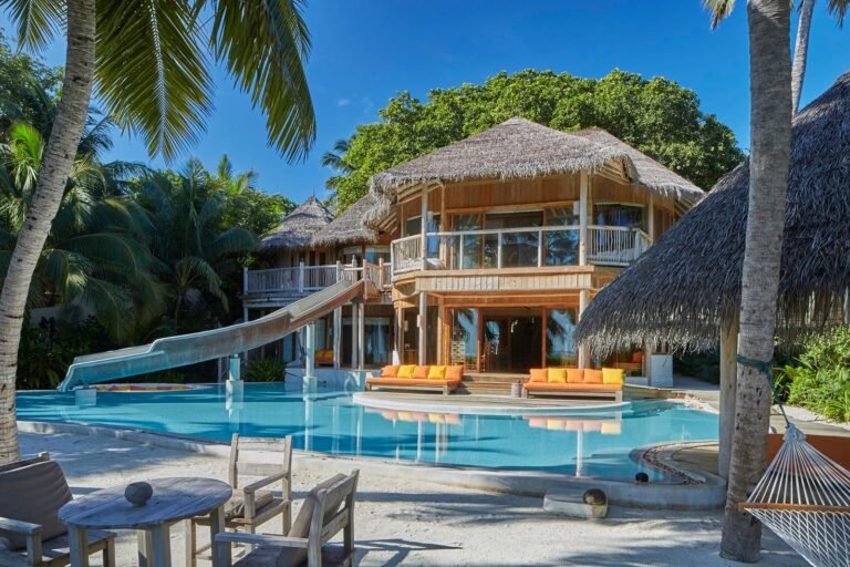 Villa 15 four-bedroom beachfront family villa exterior at Soneva Fushi
