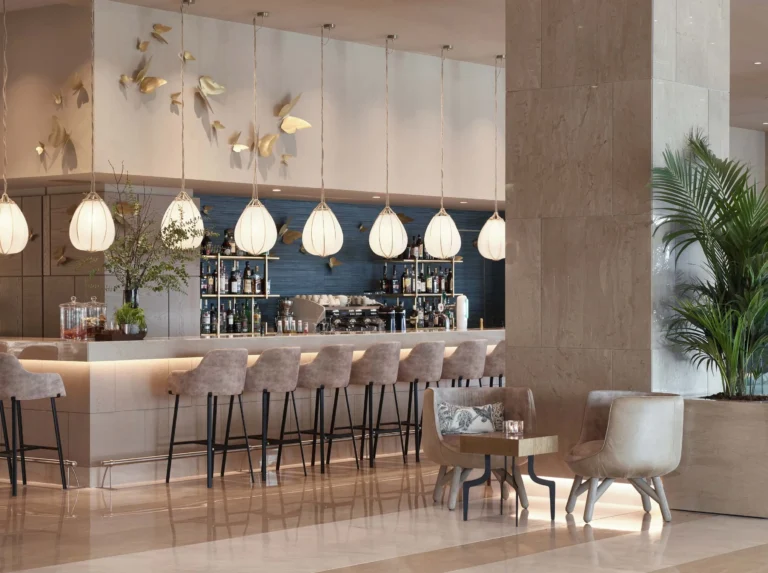 SKY lobby bar with panoramic views at Ikos Dassia