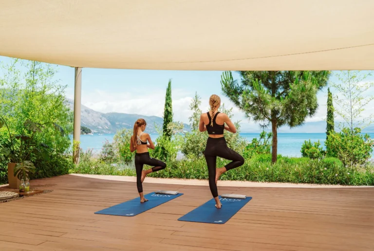 Morning yoga session at Ikos Dassia