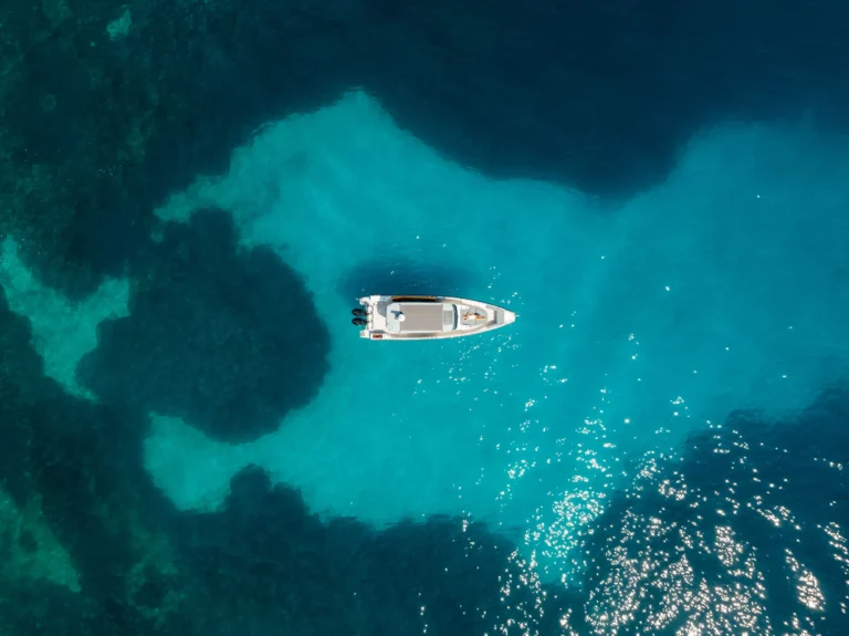Yacht cruising the Ionian Sea off Corfu