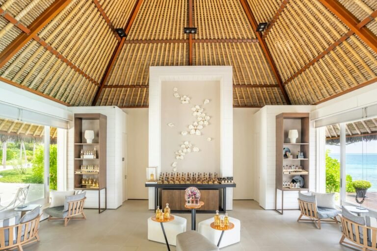 Spa by Guerlain treatment pavilion over the water at Cheval Blanc Randheli
