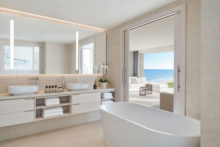 Deluxe Two Bedroom Suite Sea View Bathroom at Ikos Andalusia, Estepona, Costa del Sol