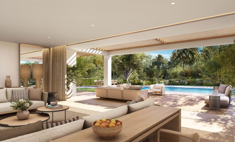 Deluxe Four-Bedroom Villa Private Pool Garden View Living Room at Ikos Andalusia, Estepona, Costa del Sol