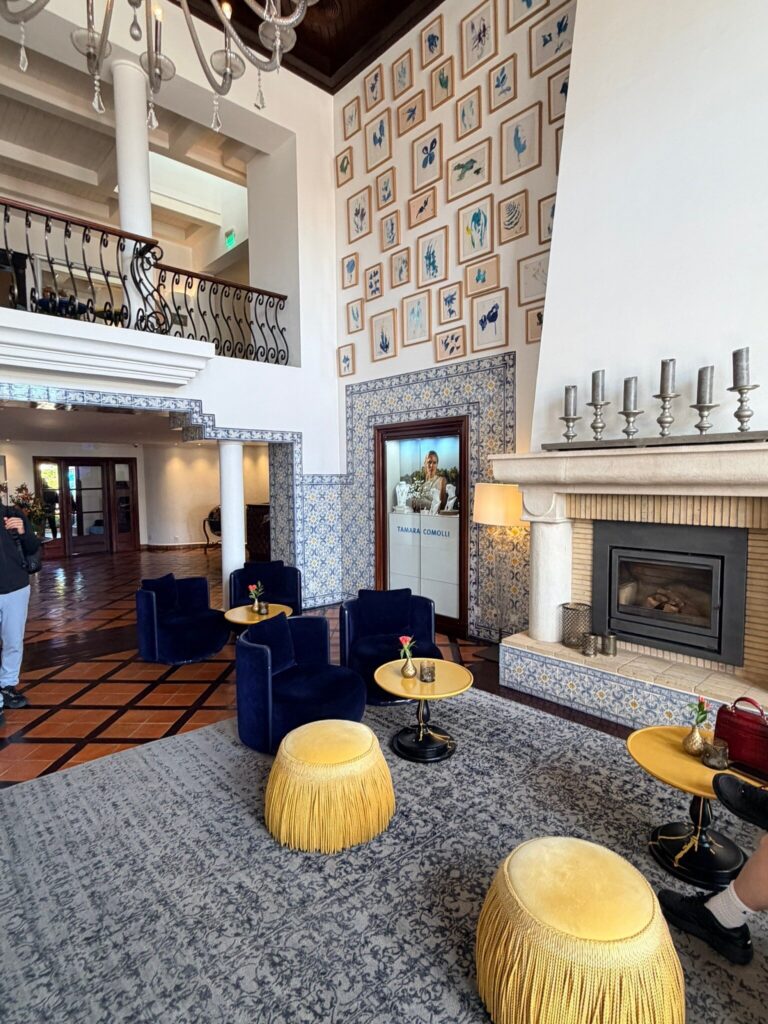 Cobalt-blue Moorish-style restaurant interior at Vila Vita Parc