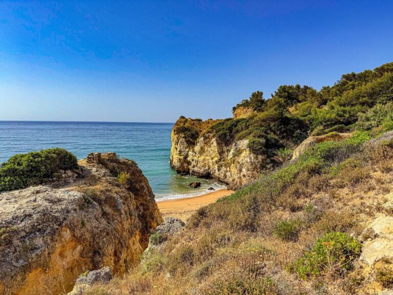 Sheltered cove and clifftop coastline near Vila Vita Parc