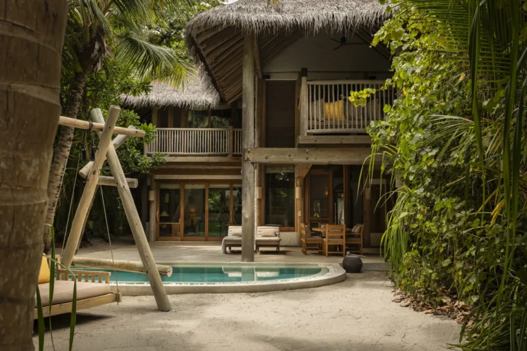 Two-bedroom Crusoe Residence villa with private pool, swing bed and jungle surroundings at Soneva Fushi