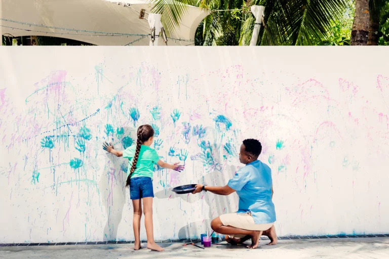 Children wall painting at the KidsOnly club, One&Only Reethi Rah, Maldives