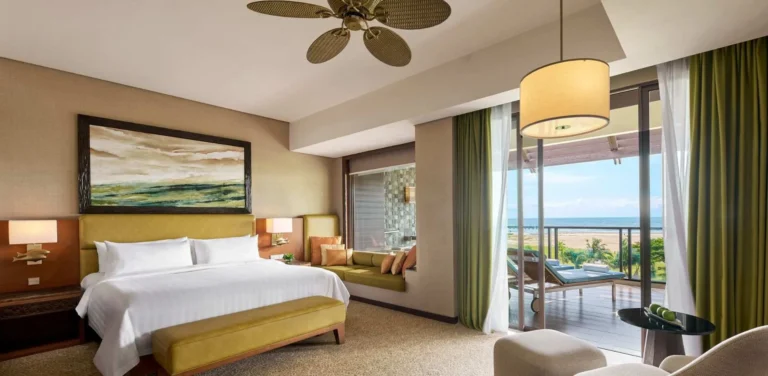 Ocean Wing Junior Suite Executive at Shangri-La Rasa Ria with king bed and sea view
