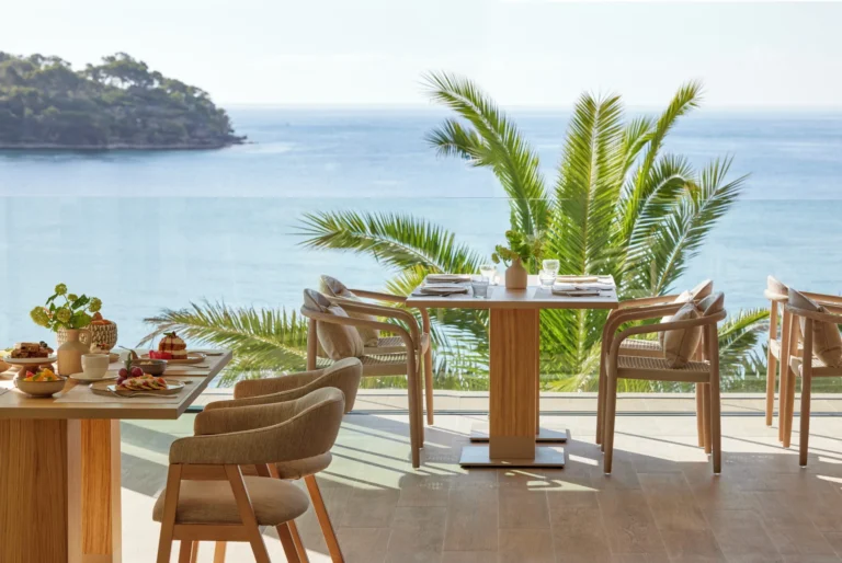 The Market dining terrace and tables overlooking the resort surroundings