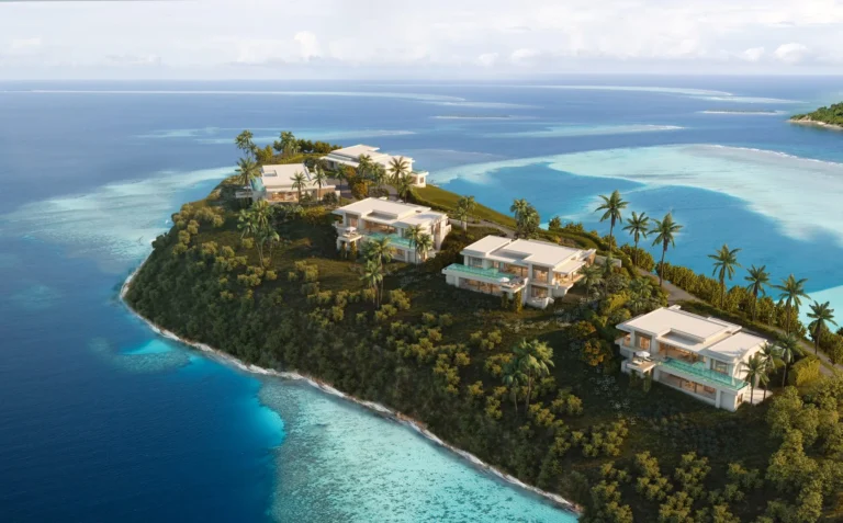 Aerial view of Six Senses La Sagesse resort and beach, Grenada