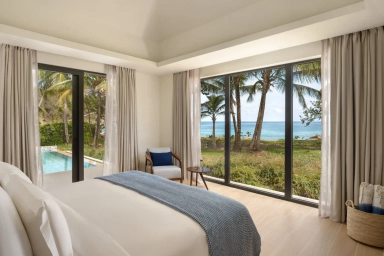 Beachfront One-Bedroom Pool Villa interior at Six Senses La Sagesse