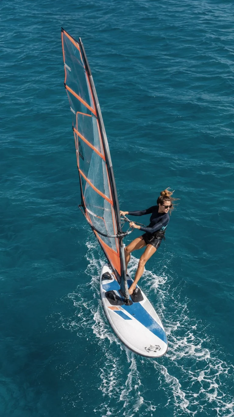 Windsurfing in the lagoon at One&Only Reethi Rah, Maldives