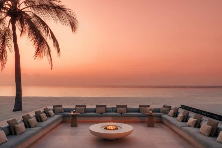 Grand residence interior detail at One&Only Reethi Rah, refined open-plan living room
