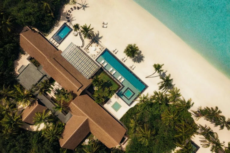 Grand residence spacious living area at One&Only Reethi Rah with Indian Ocean views