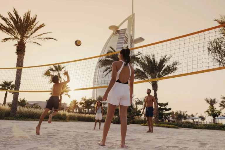 Jumeirah Beach Hotel Dubai private beach with white sand and crystal-clear water