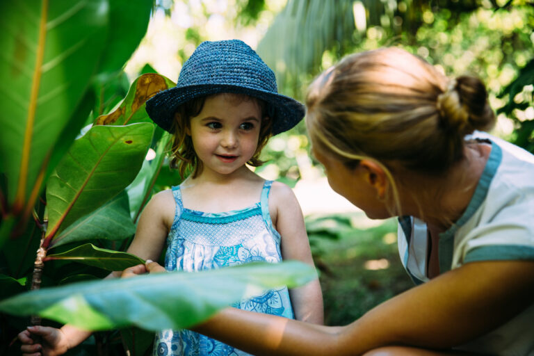 North Island, Seychelles — Conservation child with indigineous tree