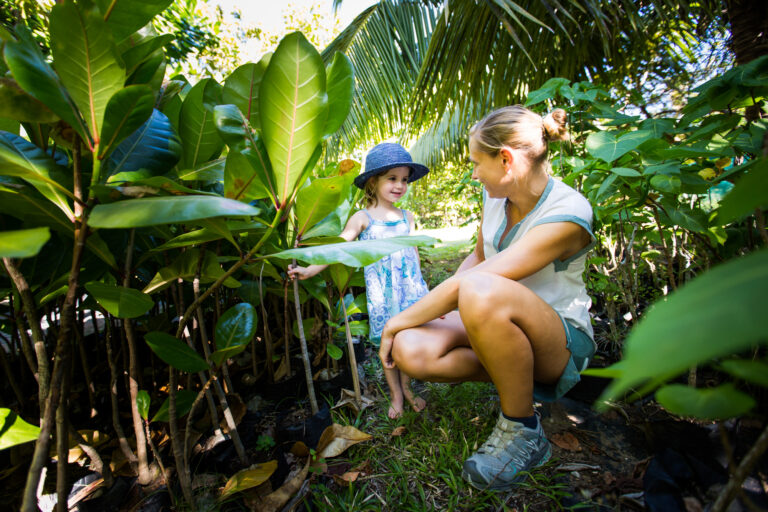 North Island, Seychelles — Conservation child learning about trees