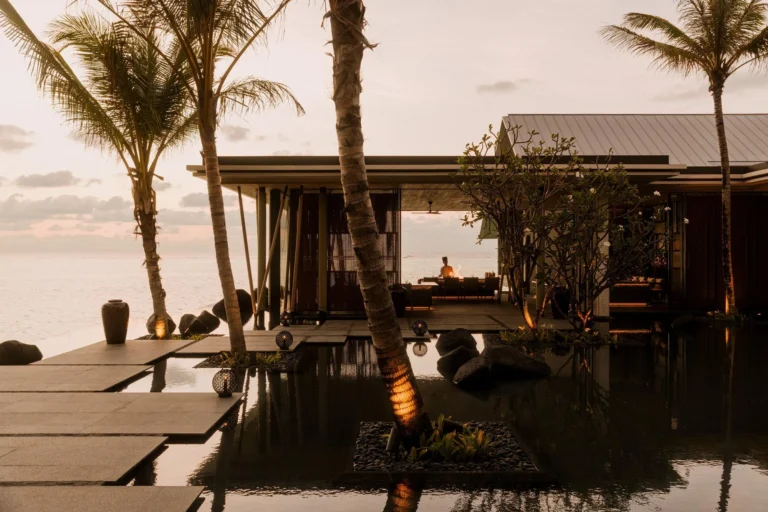 Tapasake overwater Japanese-Peruvian restaurant at One&Only Reethi Rah at dusk