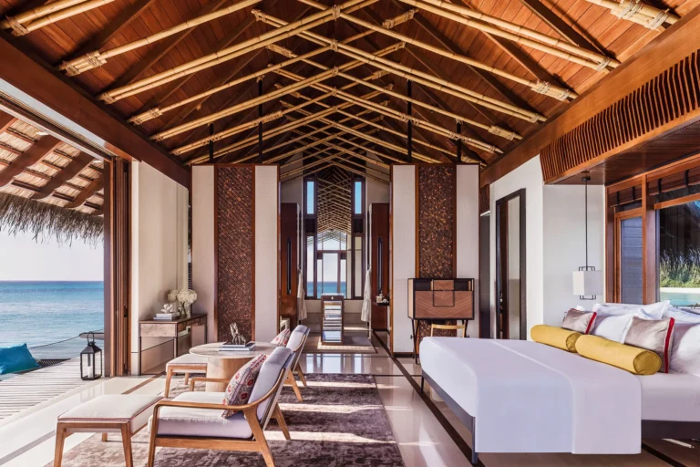 Water Villa King overwater villa exterior at One&Only Reethi Rah with lagoon deck access