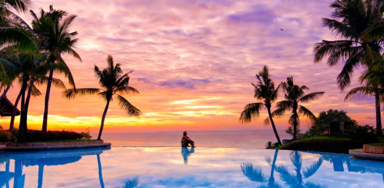 Pool and garden view at Shangri-La Mactan, Cebu