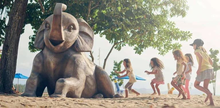 Children enjoying the Discovery Centre activities at Shangri-La Rasa Ria kids club in Borneo rainforest