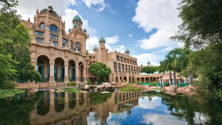 Ornate Palace architecture and landscaped grounds at Sun City
