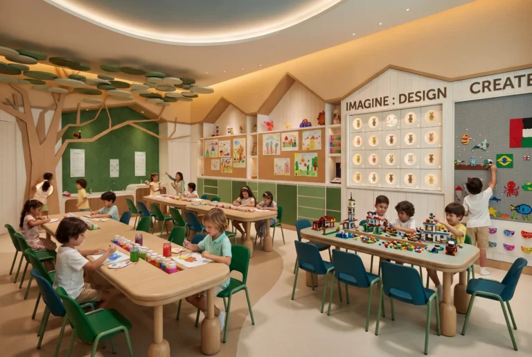 Children painting and building at the Atlantis Explorers Club craft and design zone