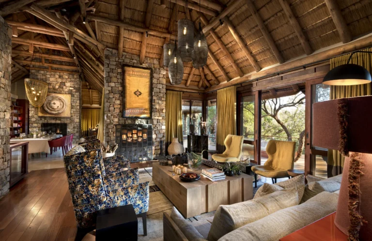 Morukuru Owner's House open-plan living room interior in Madikwe Game Reserve