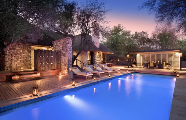 Morukuru Owner's House private pool and timber deck overlooking the Madikwe bush