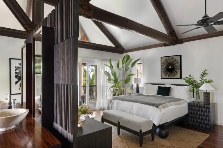 Main ensuite bathroom of two-bedroom beachfront residence at Nanuku Resort