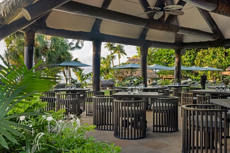 Kanavata restaurant interior at Nanuku Resort Fiji, open-air pavilion dining