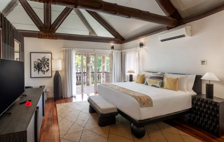 Master bedroom of Nanuku Resort beachfront residence