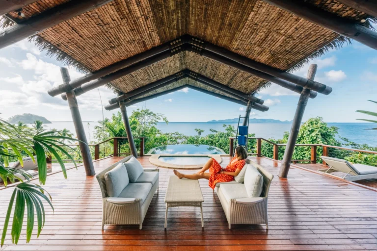 Nanuku Resort spa and wellness pavilion in tropical garden setting