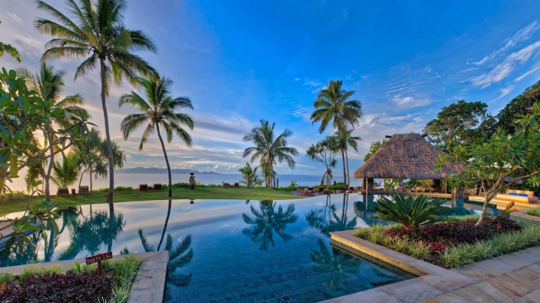 Tropical gardens and Fijian landscape at Nanuku Resort