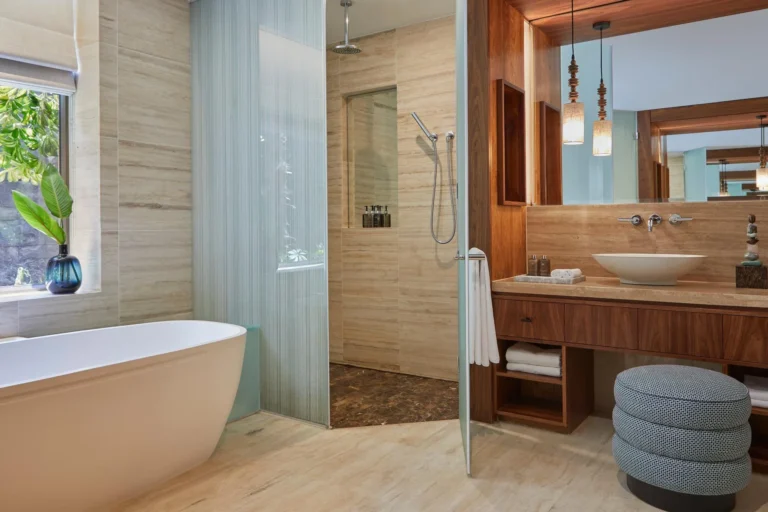 Island-suite bathroom with freestanding bath