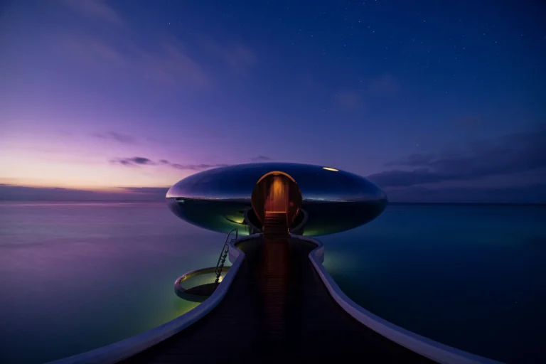Shebara Resort arrival pavilion and guest reception area at November 2024 opening