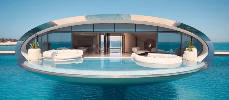 Interior bedroom of Shebara Resort one-bedroom overwater villa with ocean views