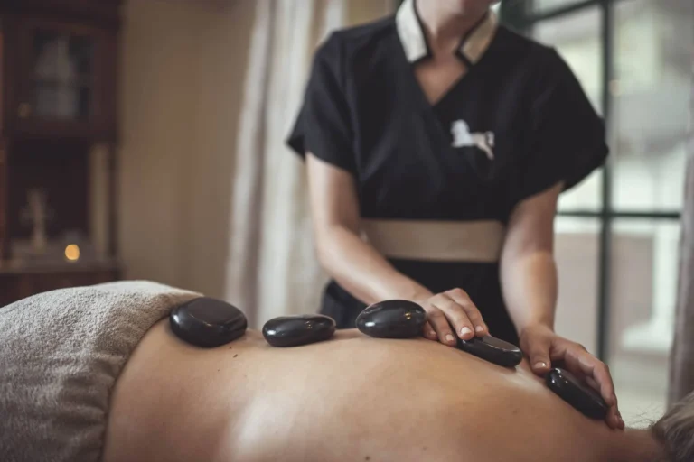 Hot stone massage treatment at Cavallino Bianco spa
