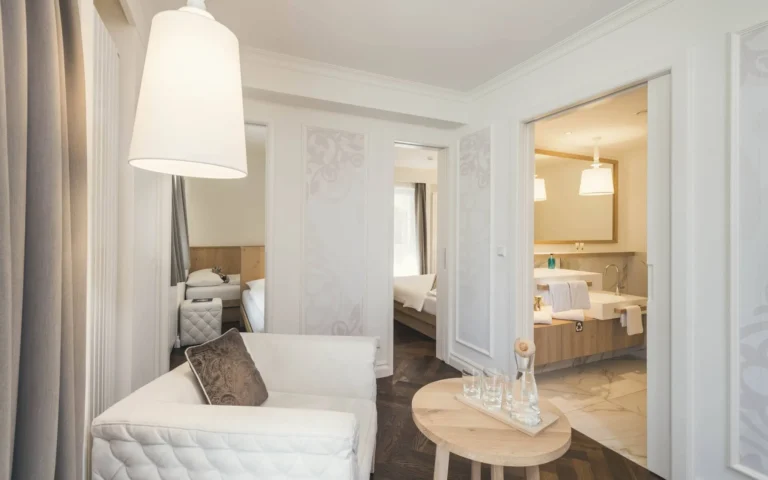 Suite interior at Cavallino Bianco Family Spa Grand Hotel