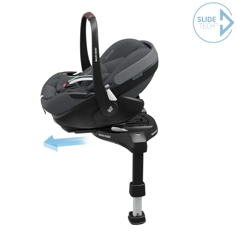 Maxi-Cosi Pebble 360 Pro² rotated and slid forward on its FamilyFix 360 Pro base using SLIDETECH