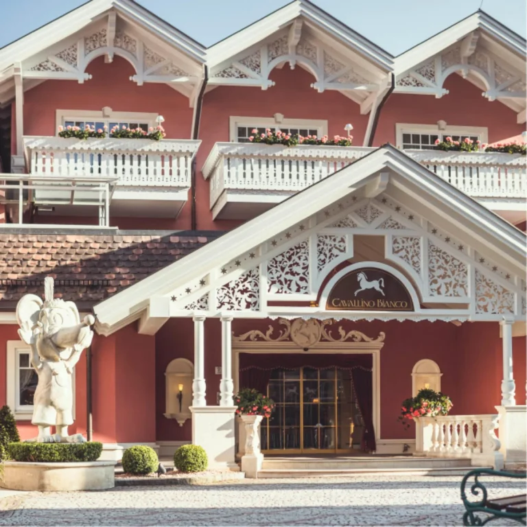 Entrance of Cavallino Bianco Family Spa Grand Hotel, Ortisei