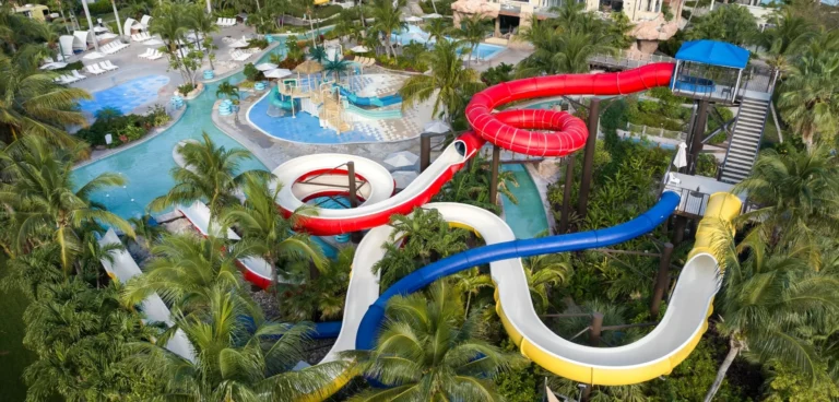Pirates Island Waterpark's large water slides