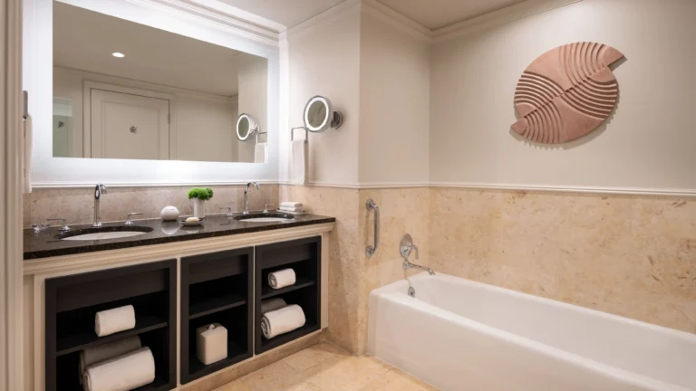 Standard marble guest bathroom