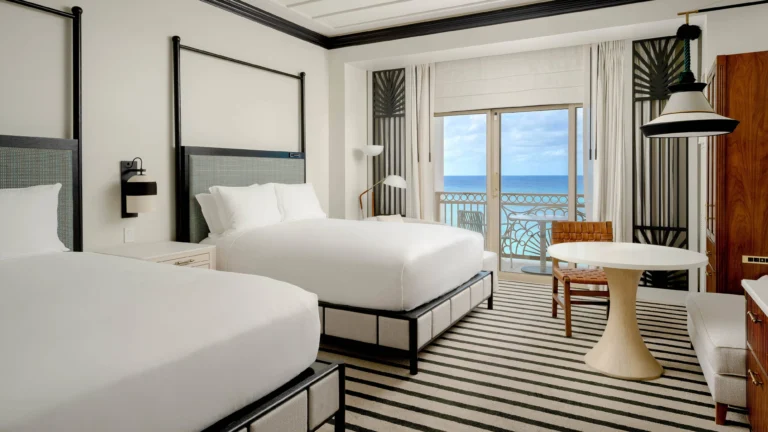 Two-queen guest room suitable for a family of four